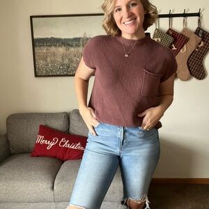 Women's Ribbed Brown sweaterTop
